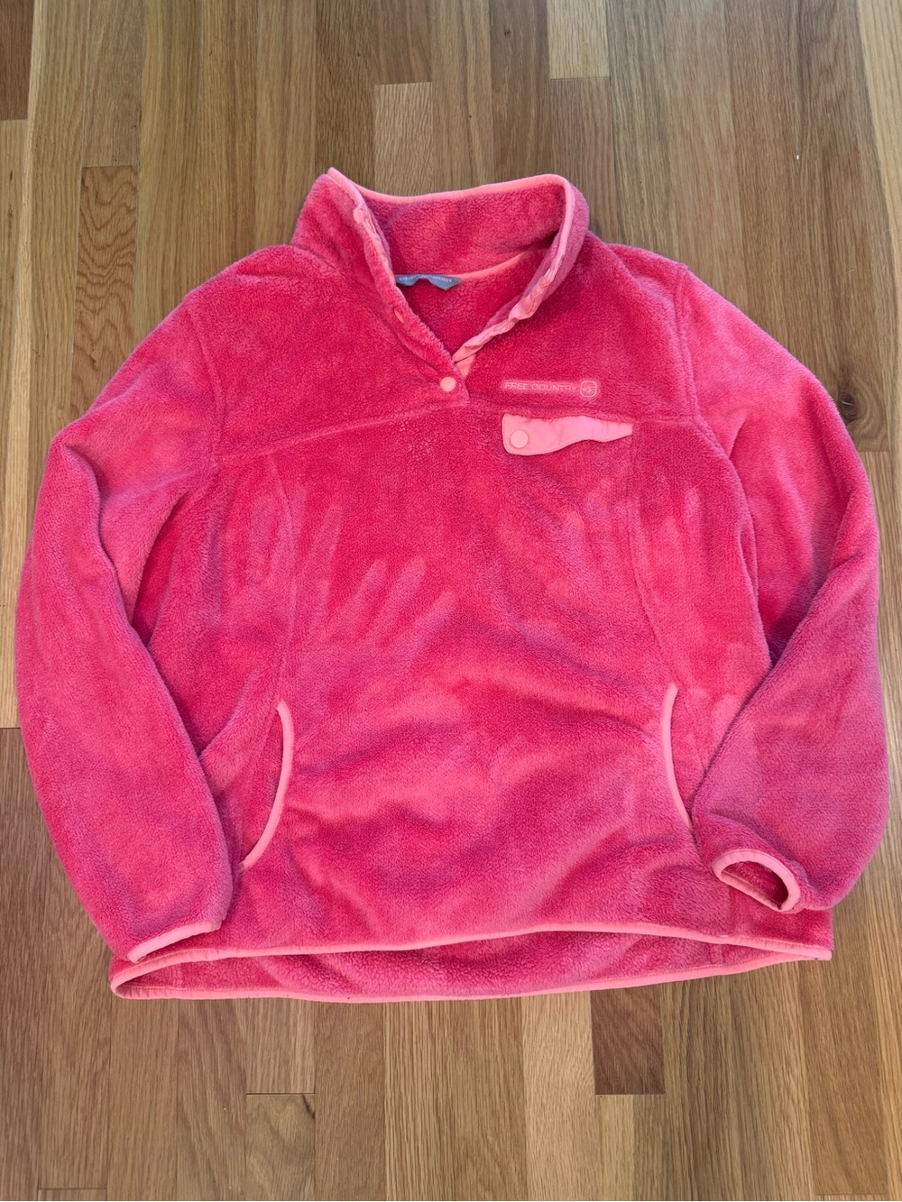Free Country Pink Plush Fleece Snap-Neck Pullover